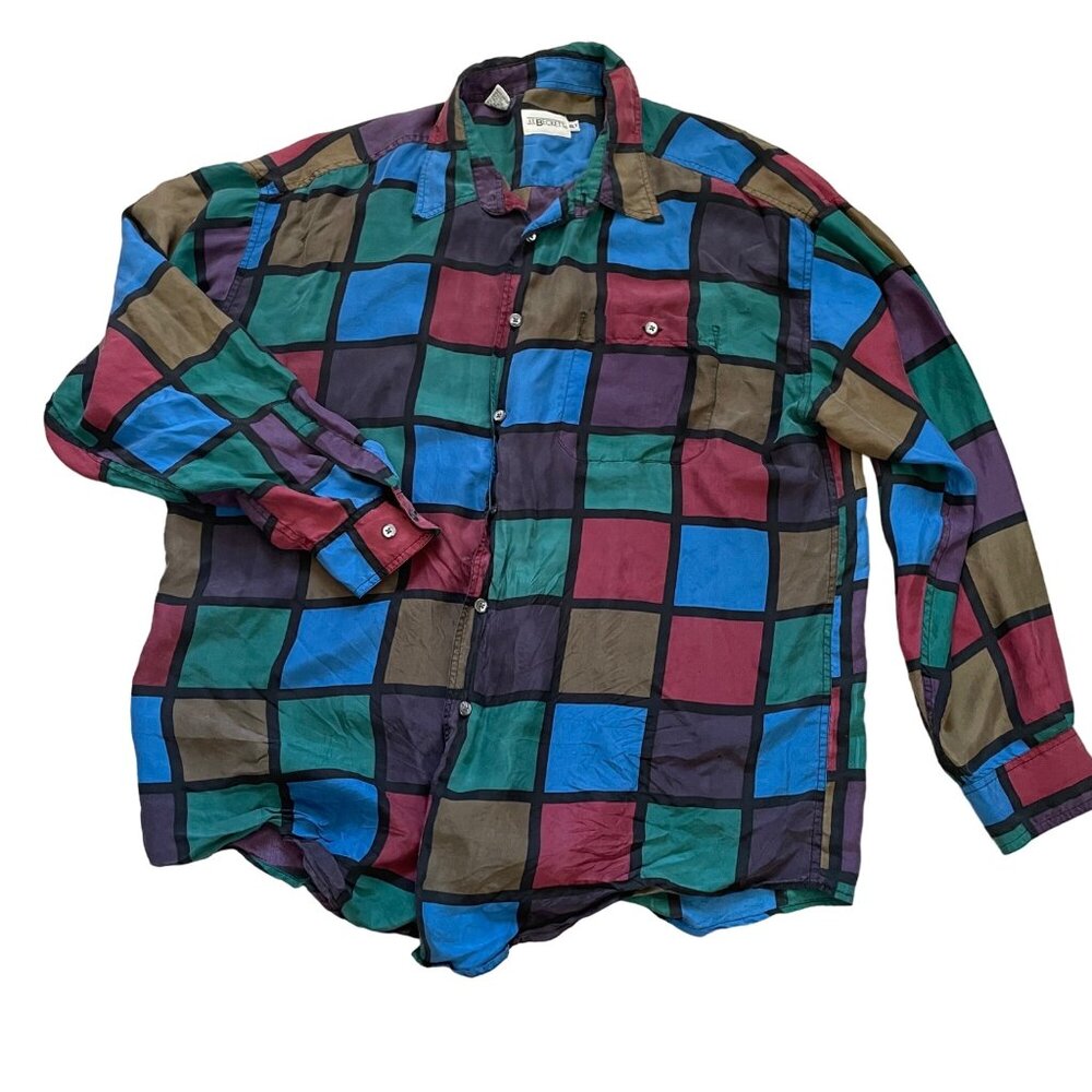 Vintage J.T. Beckett Multicolor Plaid Mens Shirt XLT